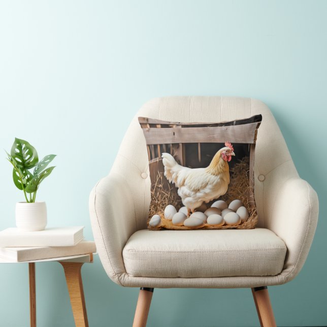Chicken With White Eggs Cushion (Chair)