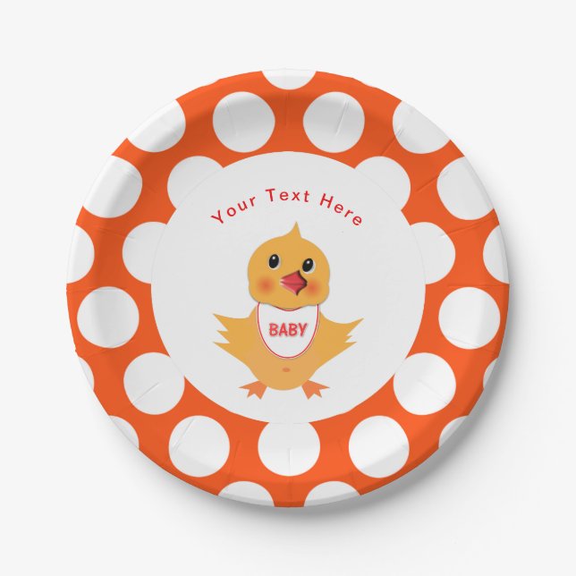 Chicken Yellow Baby Chick Personalised Paper Plate (Front)