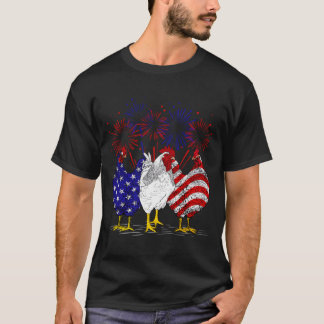 Chickens American Flag Patriotic Farmer 4Th Of Jul T-Shirt