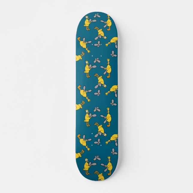 Chickens and Chainsaws Blue Skateboard (Front)