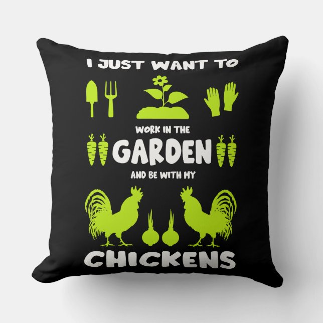 Chickens And Gardening Cushion (Front)
