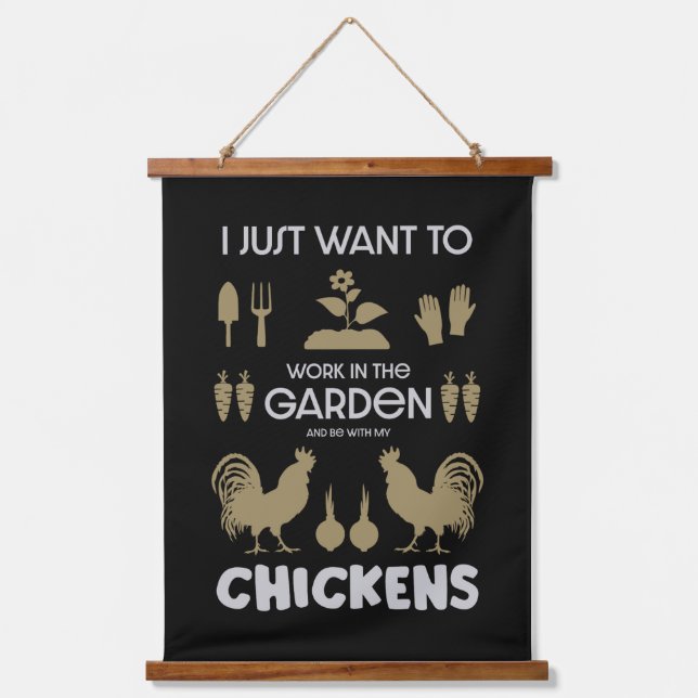 Chickens And Gardening Hanging Tapestry (Front)