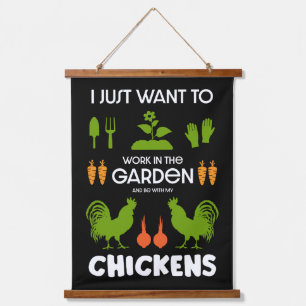 Chickens And Gardening Hanging Tapestry