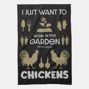 Chickens And Gardening Tea Towel
