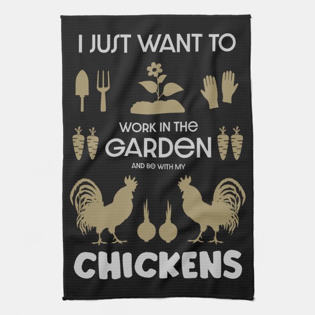 Chickens And Gardening Tea Towel (Vertical)