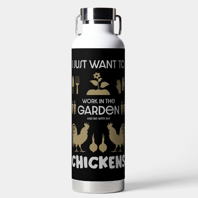 Chickens And Gardening Water Bottle (Front)