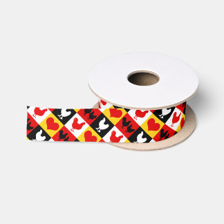 Chickens and Hearts Traditional Farm Country Satin Ribbon