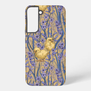 Chickens and hyacinths on pink samsung galaxy case