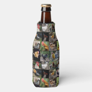 Chickens And Roosters Photo Collage, Bottle Cooler