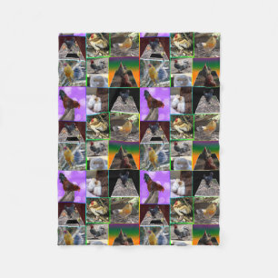 Chickens And Roosters Photo Collage, Fleece Blanket
