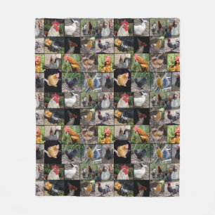 Chickens And Roosters Photo Collage, Fleece Blanket