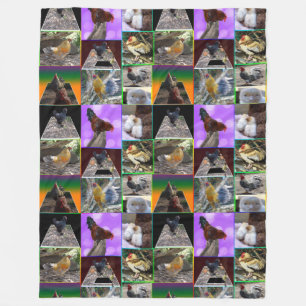 Chickens And Roosters Photo Collage, Fleece Blanket
