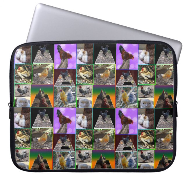 Chickens And Roosters Photo Collage, Laptop Sleeve (Front)