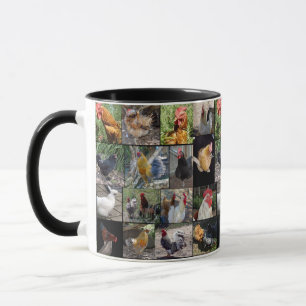 Chickens And Roosters Photo Collage, Mug