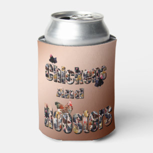 Chickens And Roosters Picture Logo, Can Cooler