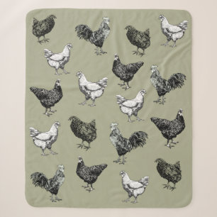 Chickens and roosters! sherpa blanket