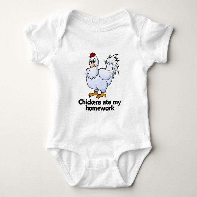 Chickens ate my homework baby bodysuit (Front)