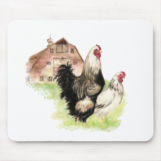 Chickens & Barn Farm Scene to Customise Mouse Mat (Front)