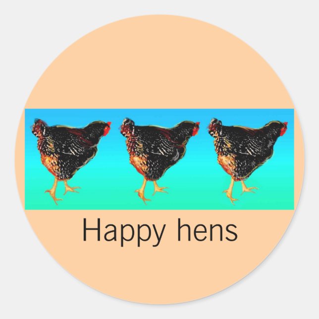 Chickens barred-rock hen parade illustration classic round sticker (Front)