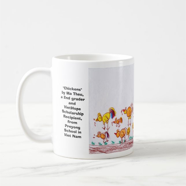 "Chickens" by Ma Theu, 2nd grader Coffee Mug (Left)