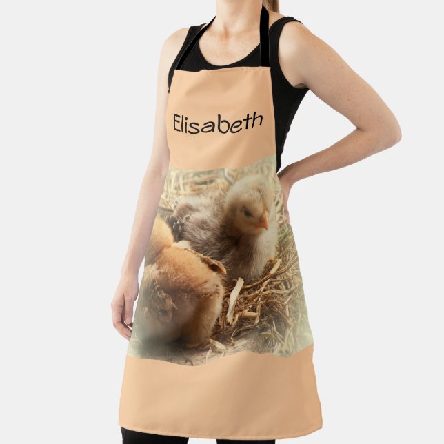 chickens chicks with feather throw pillow apron (Insitu)