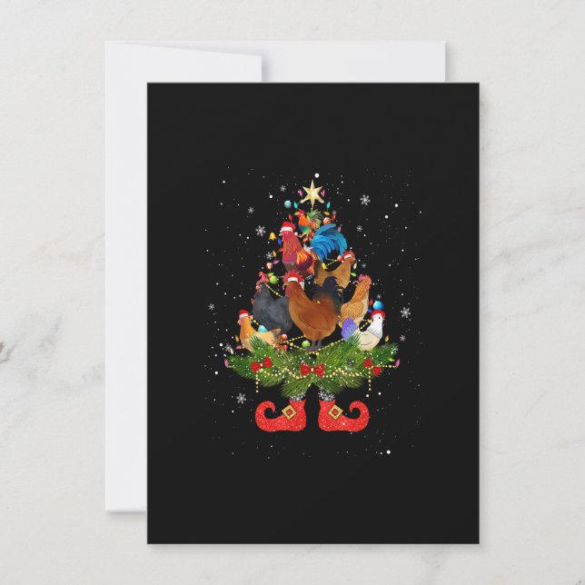 Chickens Christmas Tree Lights Funny Santa Hat Lov Invitation (Front)