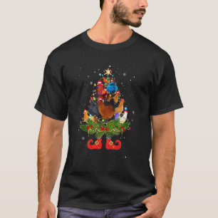 Chickens Christmas Tree Lights  Santa Hat T-Shirt