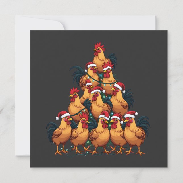 Chickens Christmas tree Merry Christmas Funny Xmas Announcement (Front)