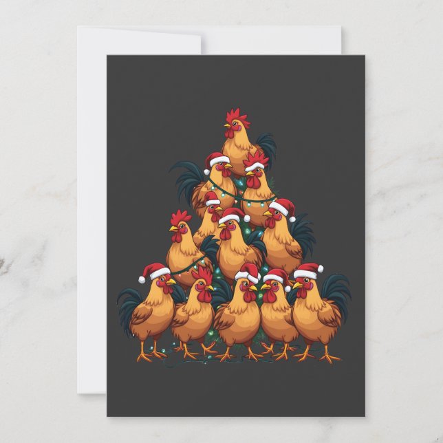 Chickens Christmas tree Merry Christmas Funny Xmas Announcement (Front)