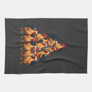 Chickens Christmas tree Merry Christmas Funny Xmas Tea Towel