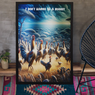 Chickens Dance Through Fields Poster