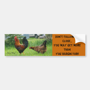 chickens, Don't follow to close... You may get ... Bumper Sticker