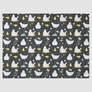 Chickens Dreaming in the Coop in Black Tissue Paper
