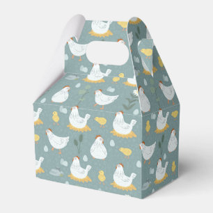 Chickens Dreaming in the Coop in Teal Favour Box