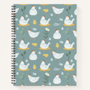 Chickens Dreaming in the Coop in Teal Notebook