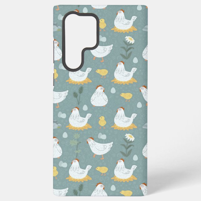 Chickens Dreaming in the Coop in Teal  Samsung Galaxy S22 Ultra Case (Back)