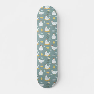 Chickens Dreaming in the Coop in Teal  Skateboard
