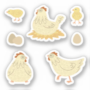 Chickens Dreaming in the Coop in Teal Stickers