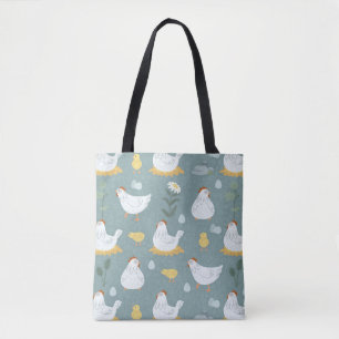 Chickens Dreaming in the Coop in Teal  Tote Bag