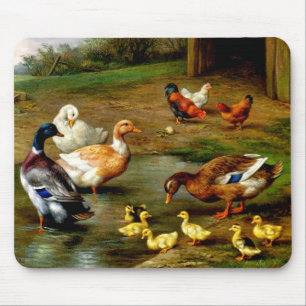 Chickens, Ducks And Ducklings At The Farm Mouse Mat