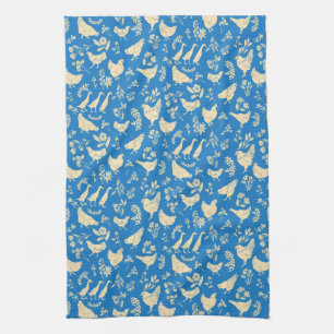 Chickens & Ducks in Classic Blue Kitchen Towel
