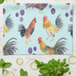 Chickens & Eggs Barnyard Farm Country Watercolor  Tea Towel<br><div class="desc">Decorate your kitchen with this cute towel. Makes a great housewarming or anniversary gift! 
You can customise it and add text too.
Check my shop for lots more colours and patterns plus matching kitchen stuff!</div>