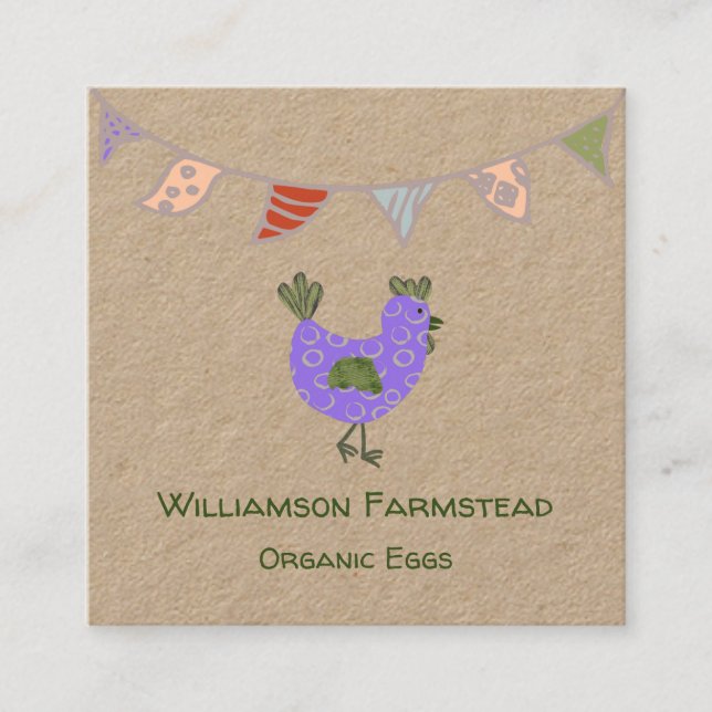 Chickens Farm|Farmers Market Organic Eggs Business Square Business Card (Front)