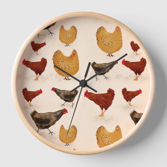 Chickens Farmhouse Kitchen Cute Clock (Front)