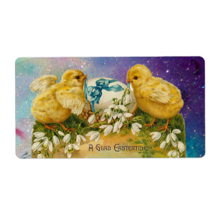 CHICKENS,FLOWERS ,EASTER EGG IN GOLD BLUE SPARKLES