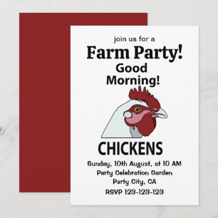 Chickens Good Morning Funny Chicken Invitation