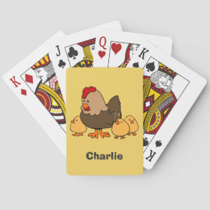 Chickens illustration custom name playing cards