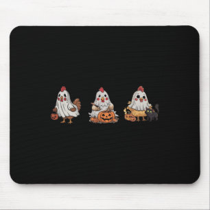Chickens In Ghost Costume Pumpkin Black Cat Hallow Mouse Mat