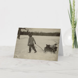 Chickens In Snow Greeting Card