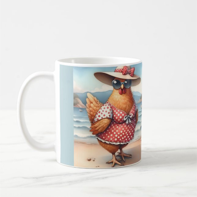 Chickens in Swimsuits at the Seaside Coffee Mug (Left)